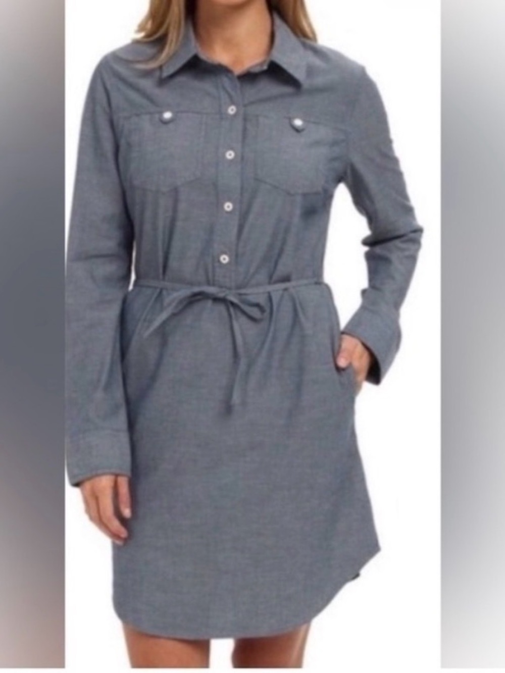 Patagonia featherstone chambray denim shirt dress 10